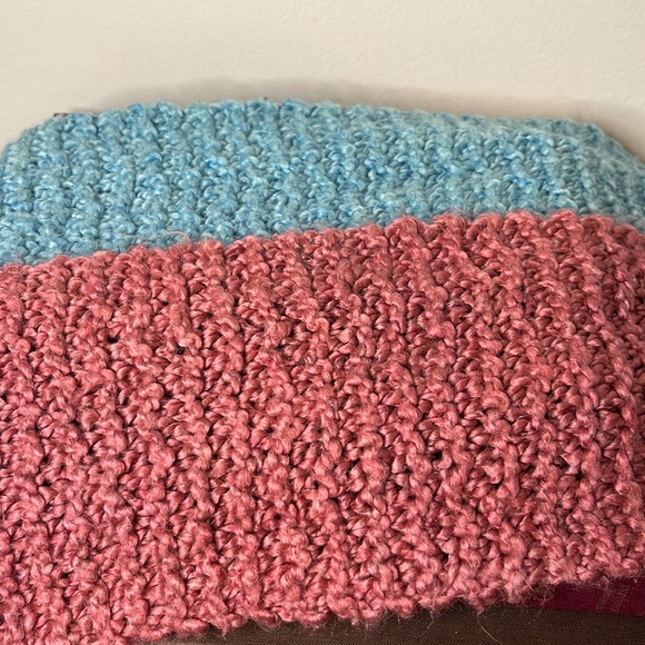 Handmade Knit Blue and Pink Super Soft Cozy Pair of Scarves - Picture 7 of 7